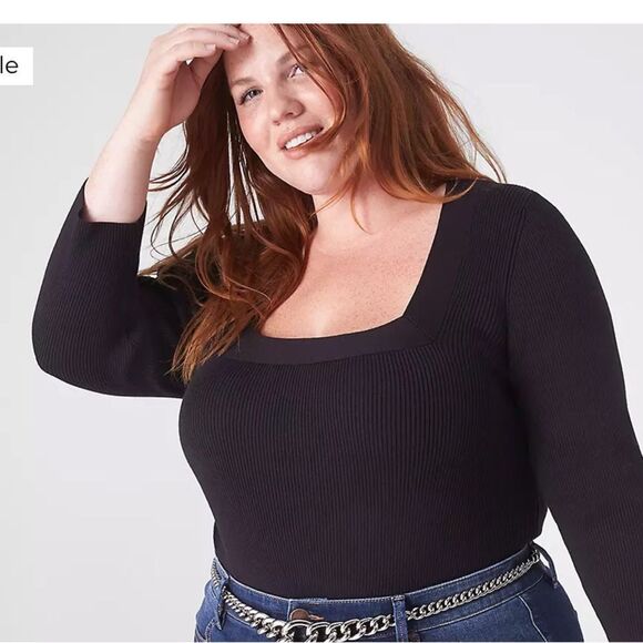 Lane Bryant Fitted 3/4-Sleeve Square-Neck Pullover Sweater Size 26/28 NWT - Picture 3 of 3